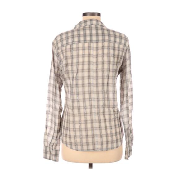 VELVET Grey Metallic Plaid Button Down Top Size M - Picture 2 of 8